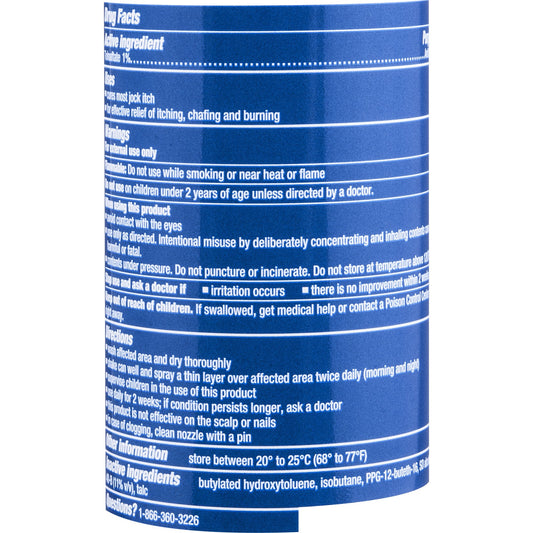 Tinactin jock itch spray powder being applied provides instant cooling and relief.