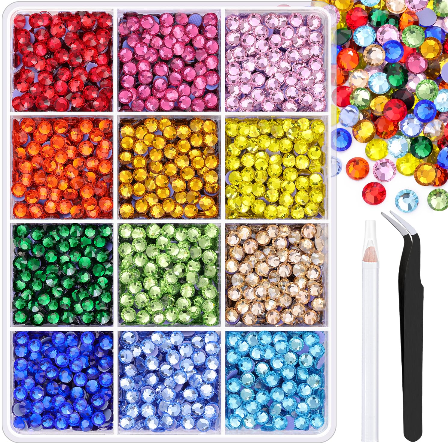 TINKRSTUFF 4000pcs SS16 hotfix rhinestones box sparkles for craft projects.