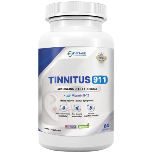 Tinnitus 911 bottle front view on white background