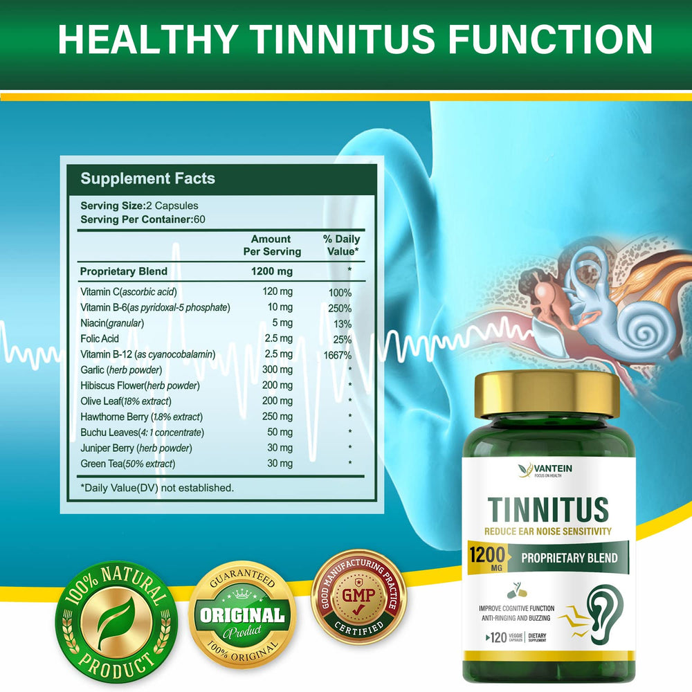 Tinnitus relief bottle shown for on-the-go use