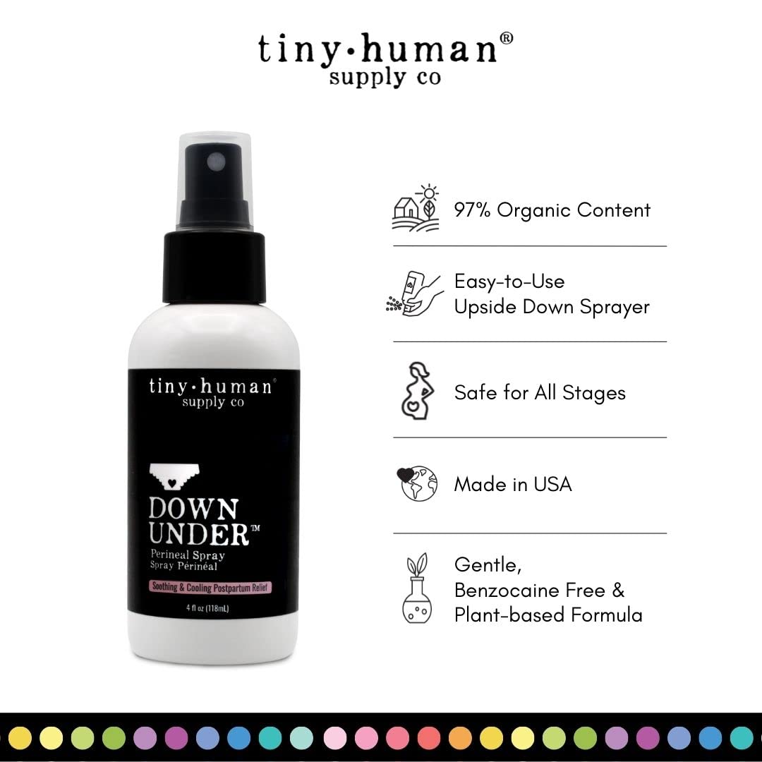 Tiny Human Supply Co Down Under upside-down-cap spray for easy reach