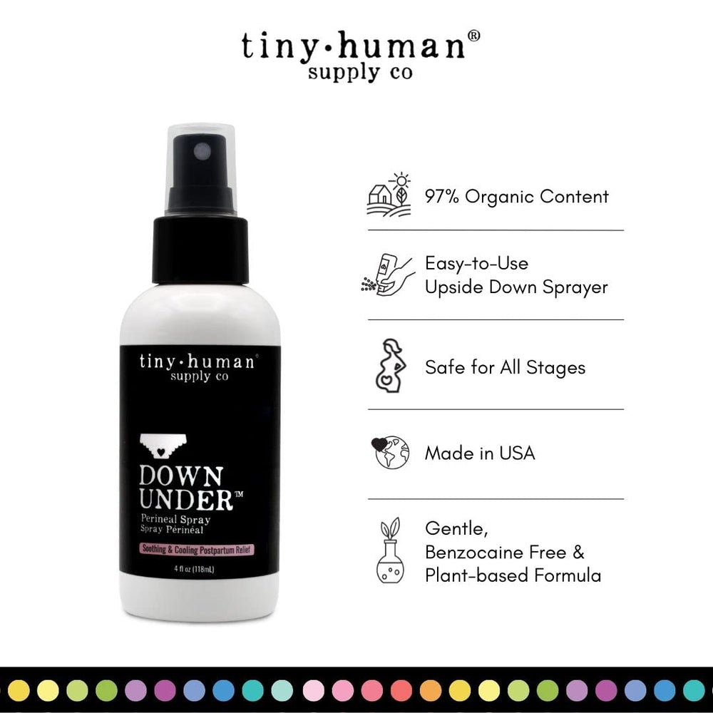 Tiny Human Supply Co Down Under upside-down-cap spray for easy reach