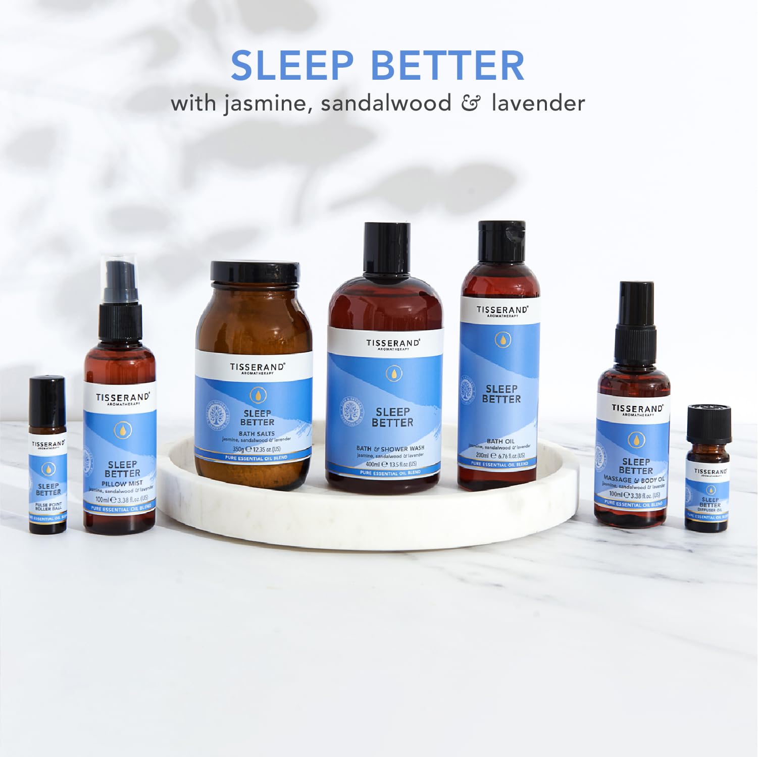 Tisserand Sleep Pillow Mist spray column over sheets shows quick, gentle mist.