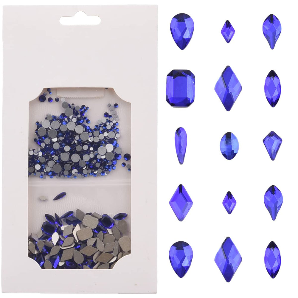 Tisslan blue flatback crystals in varied shapes for long-lasting nail artistry