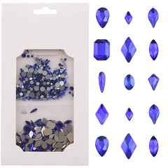 Tisslan blue flatback crystals in varied shapes for long-lasting nail artistry