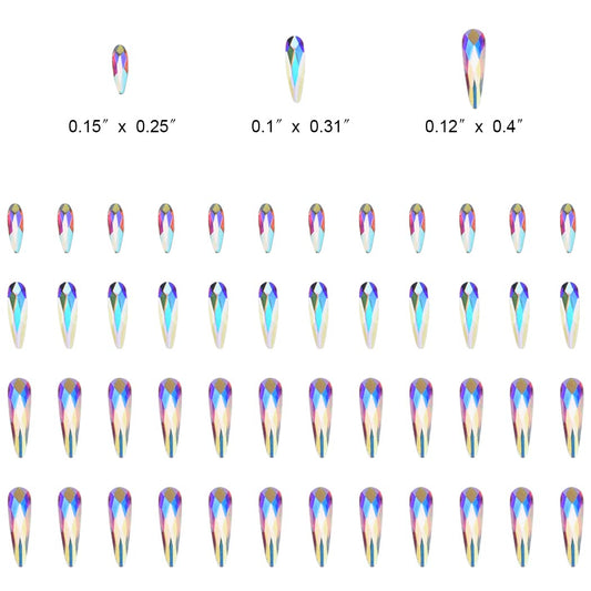 Tisslan raindrop rhinestones 2.5x8mm; precise nail art design