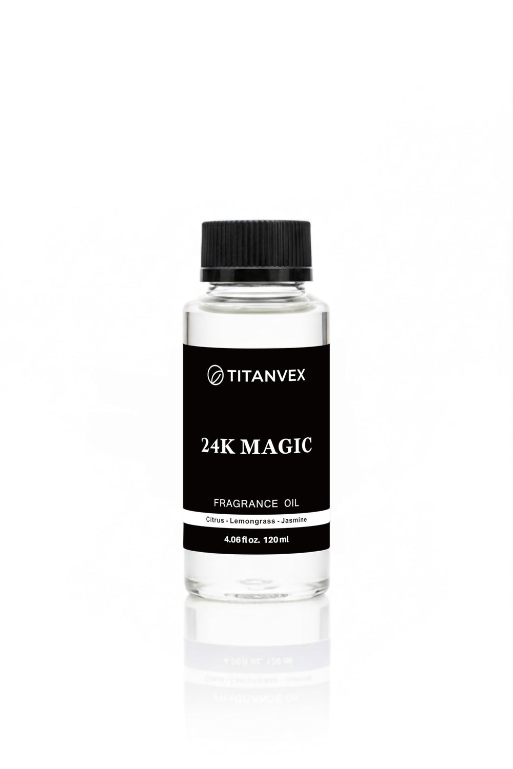 TitanVex 24K Magic Diffuser Oil bottle shows long-lasting fragrance for refined rooms.