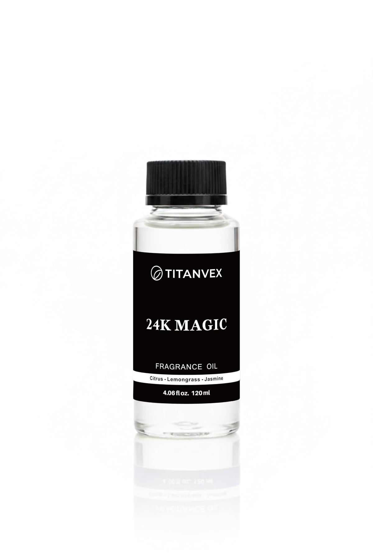TitanVex 24K Magic Diffuser Oil bottle shows long-lasting fragrance for refined rooms.