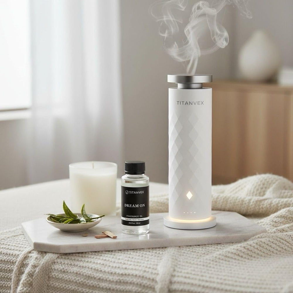 TitanVex Dream On diffuser oil application demonstrates easy, spill-free use in waterless diffusers.