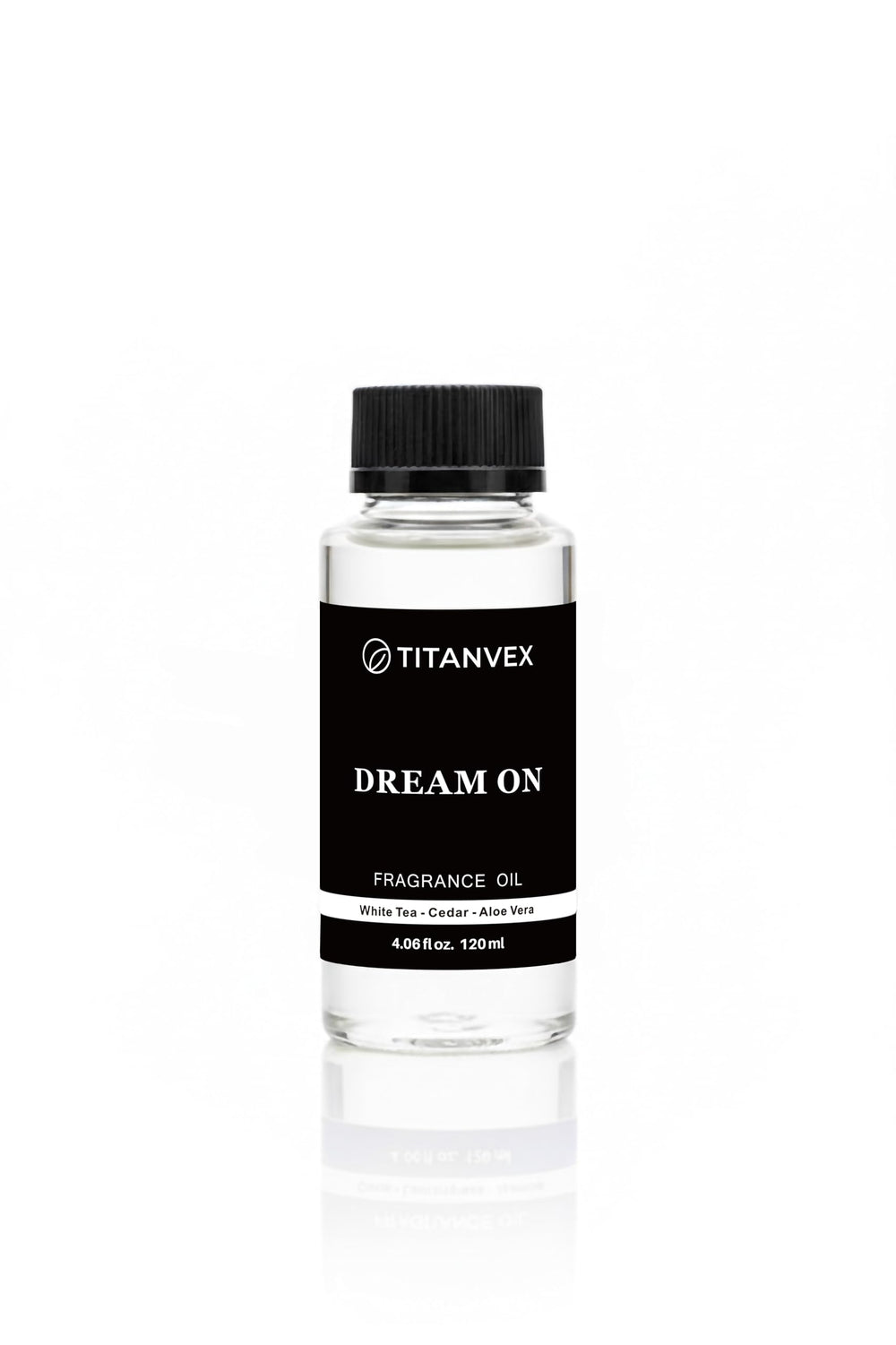 TitanVex Dream On white tea vanilla bottle shows long-lasting aroma for any room.