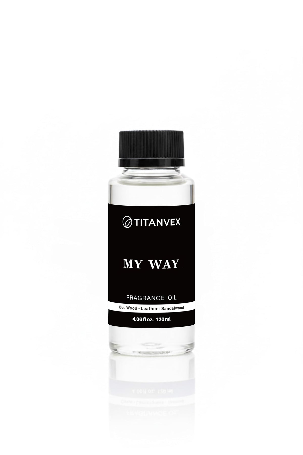 TitanVex luxury-diffuser-oil-bottle-pour shows sandalwood cedar iris aroma for calming home ambiance.