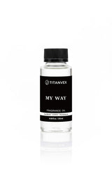 TitanVex luxury-diffuser-oil-bottle-pour shows sandalwood cedar iris aroma for calming home ambiance.