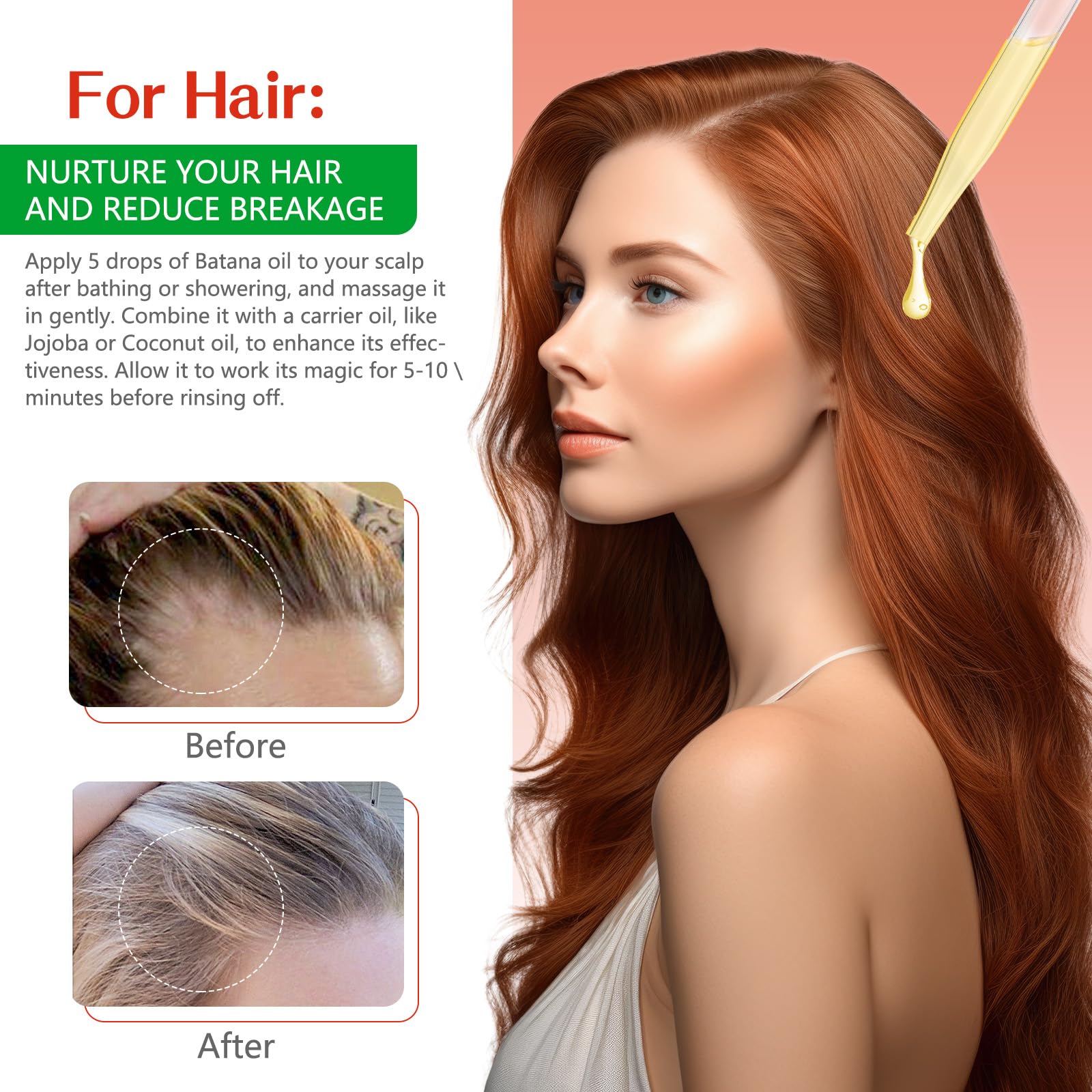 Tiuedu Batana Oil applied to hair strands for smoothness