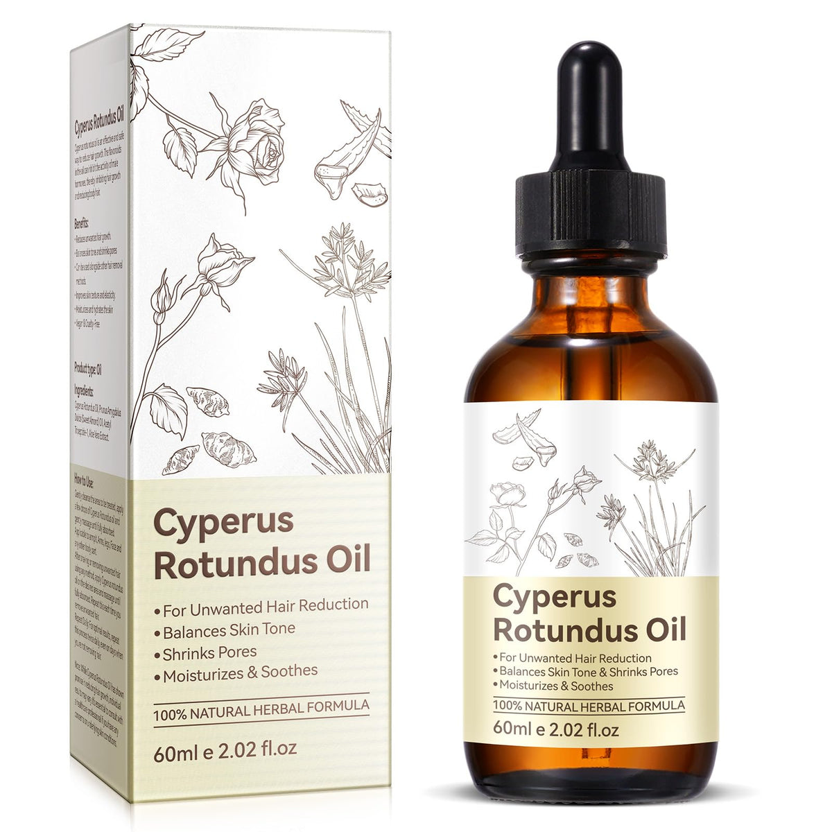 Tiuedu Cyperus Oil bottle close-up, showcasing natural ingredients for soothing skin.