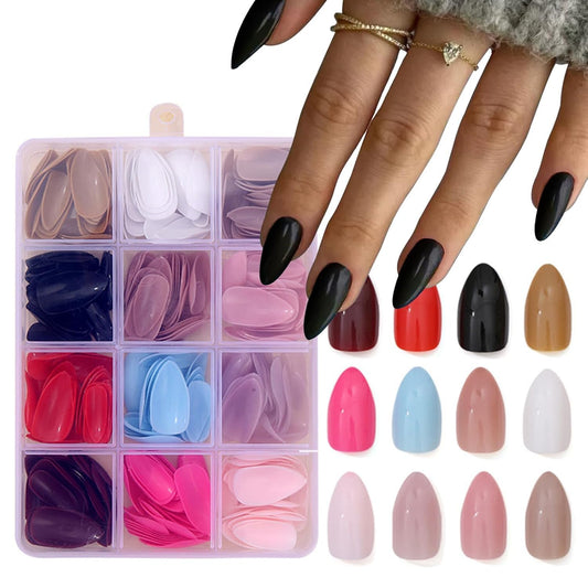 Tiwnefua almond press-on nails 360pcs pack for fast at-home manicure