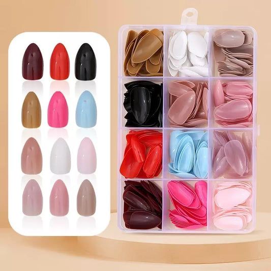 Tiwnefua short matte finish nails with natural look for daily wear