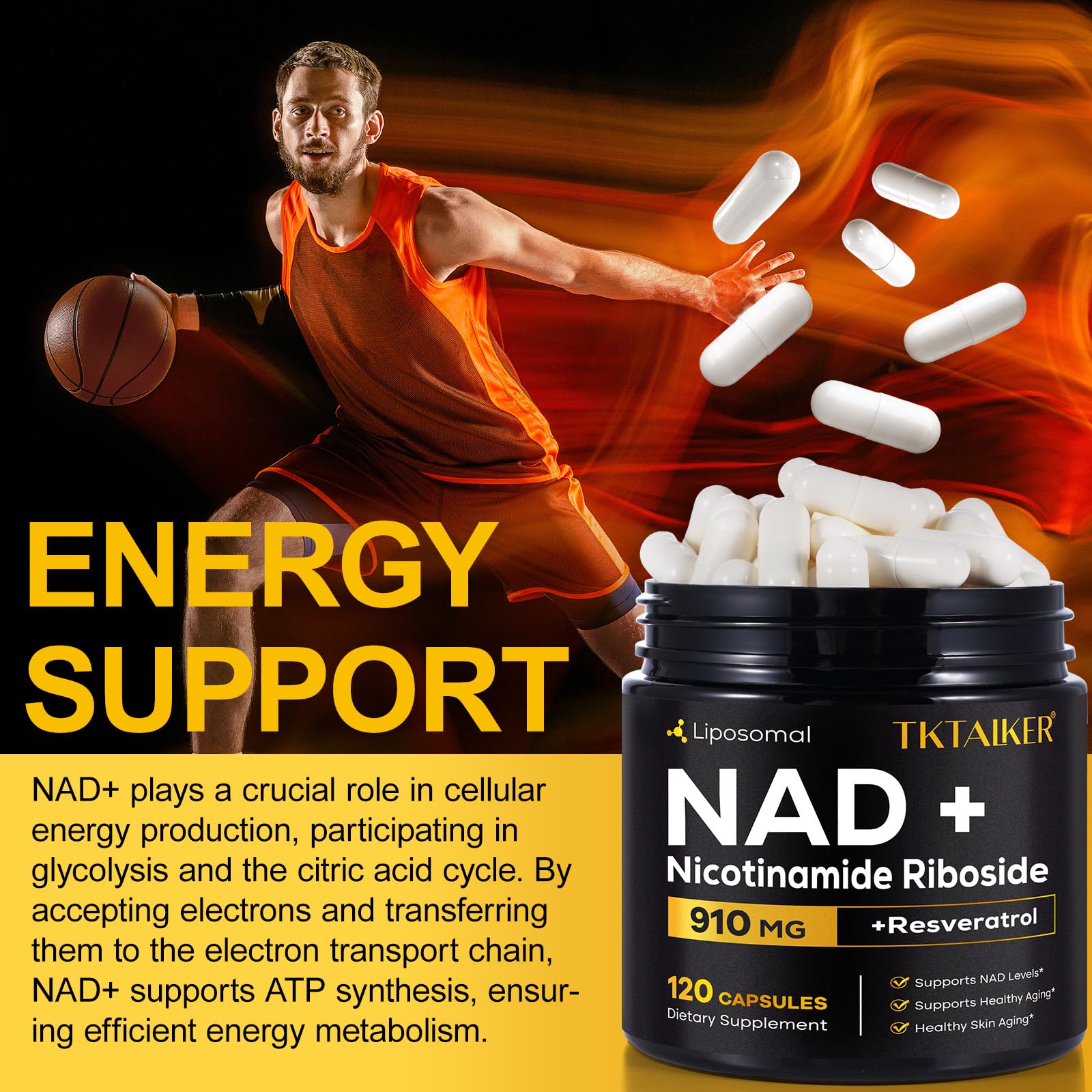 TKTALKER NAD capsules spilled from bottle