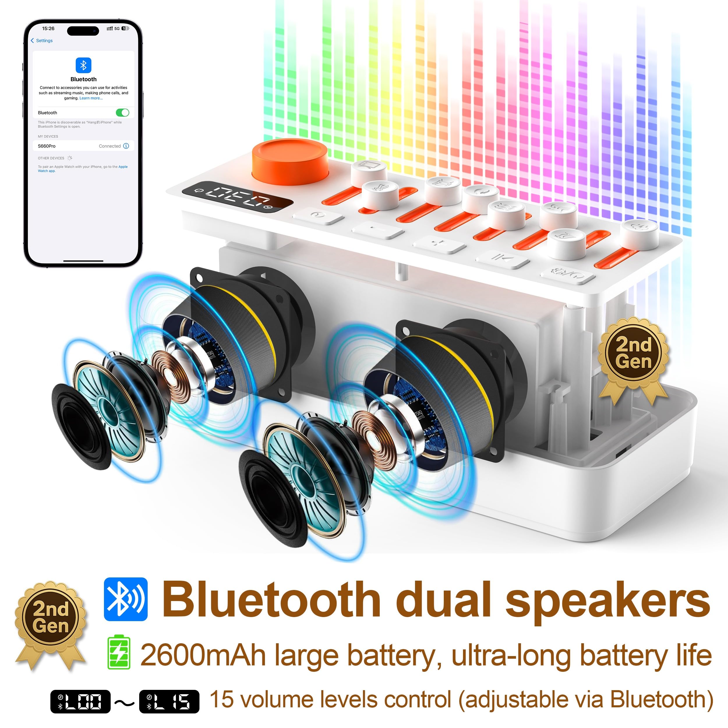 TMEHM 2600mAh battery powering up to 10 hours of portable use.