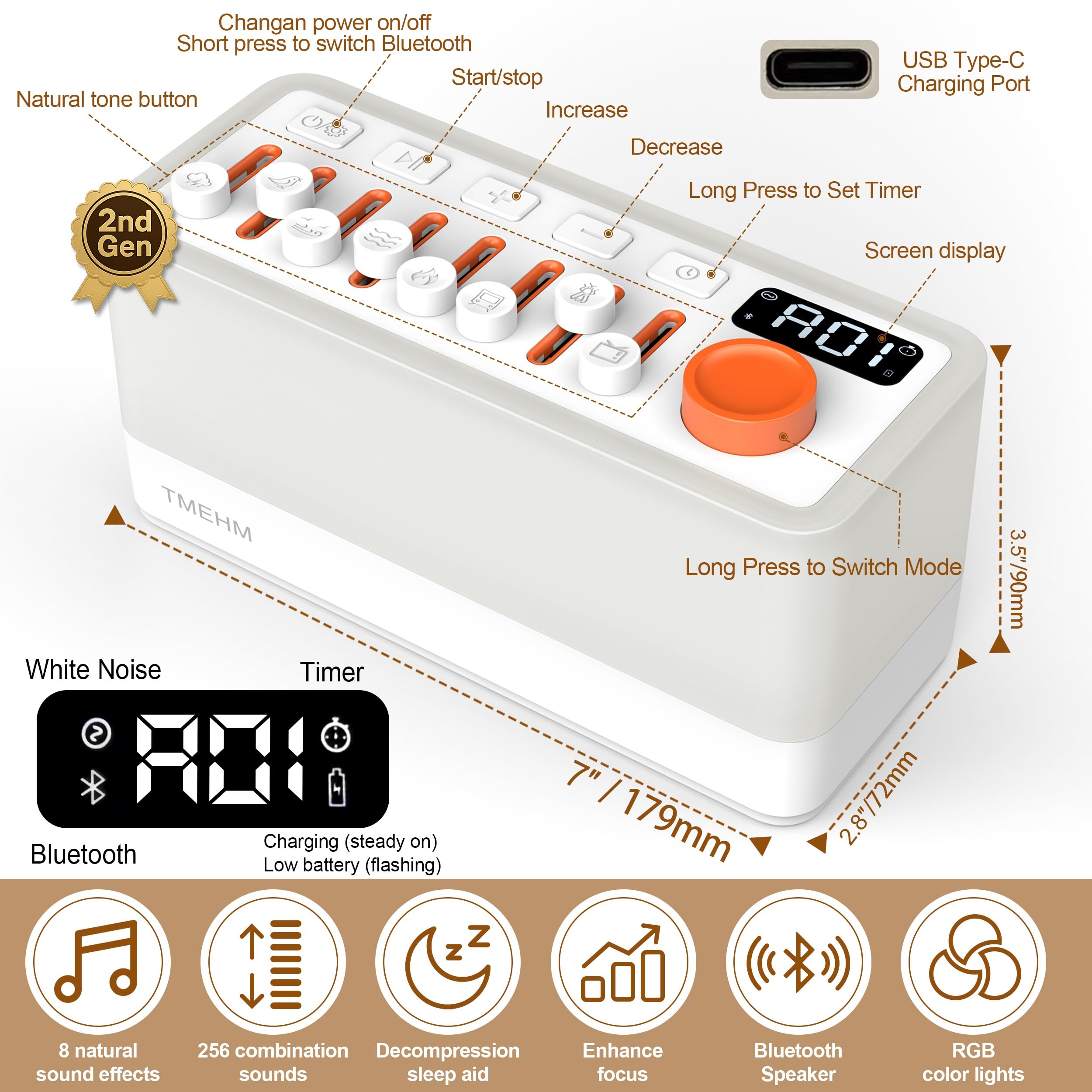 TMEHM eight-sound library view presents varied nature sounds for personalization
