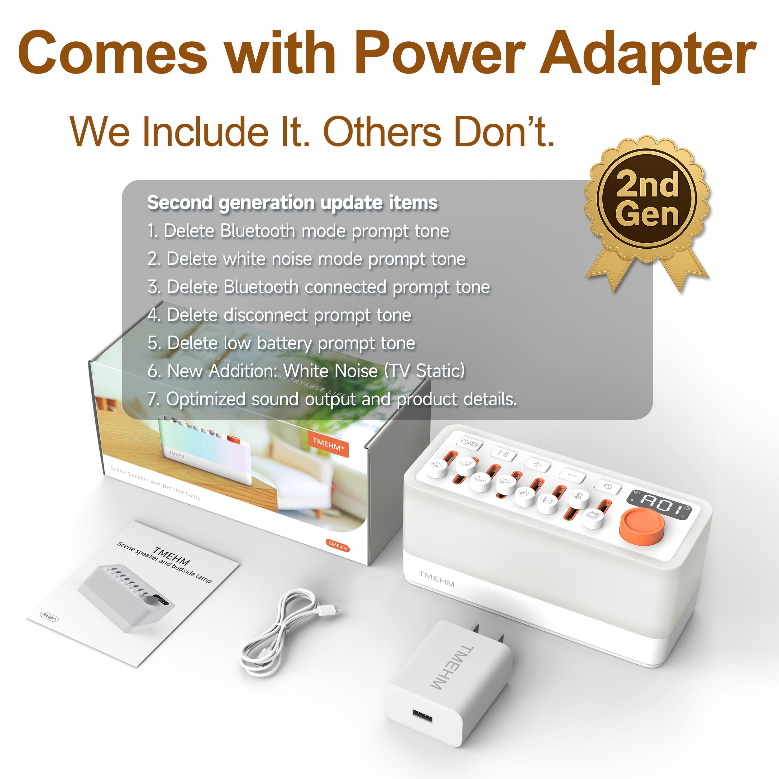 TMEHM sleep sounds control panel enabling personalized calm with 8 options.
