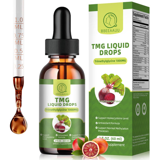 Front view of TMG Supplements 1000mg liquid drops bottle