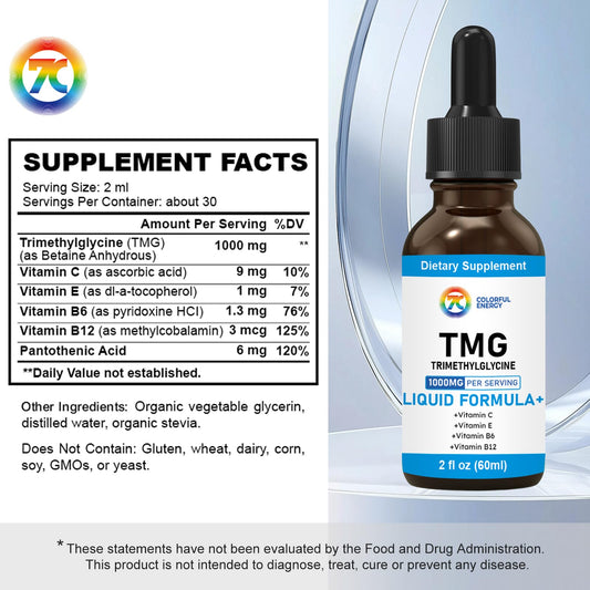 Dropper showing a 1 ml dose of TMG liquid drops