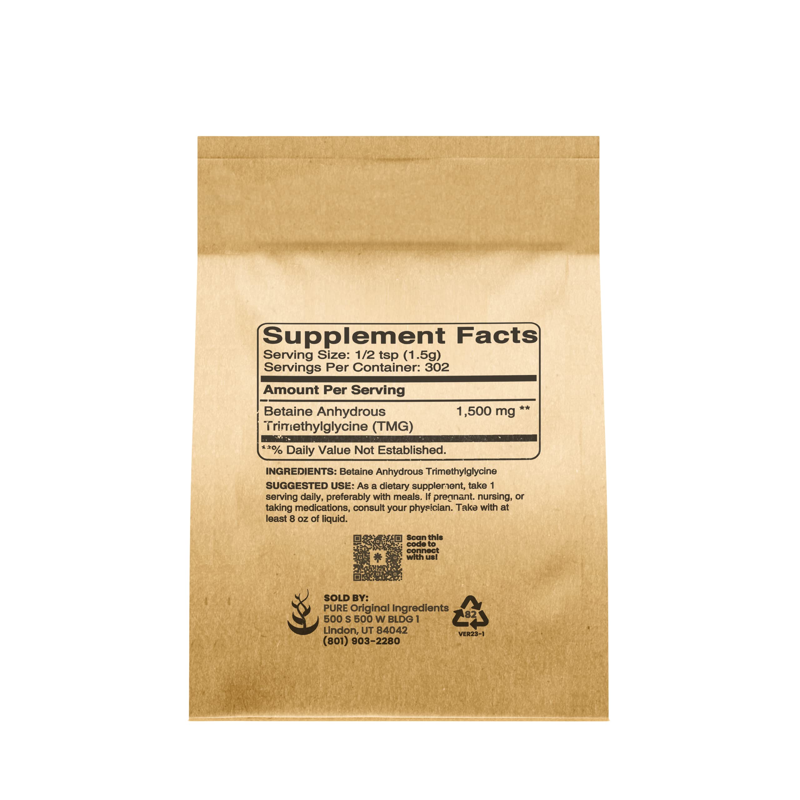 Close-up of TMG powder showing single-ingredient formula
