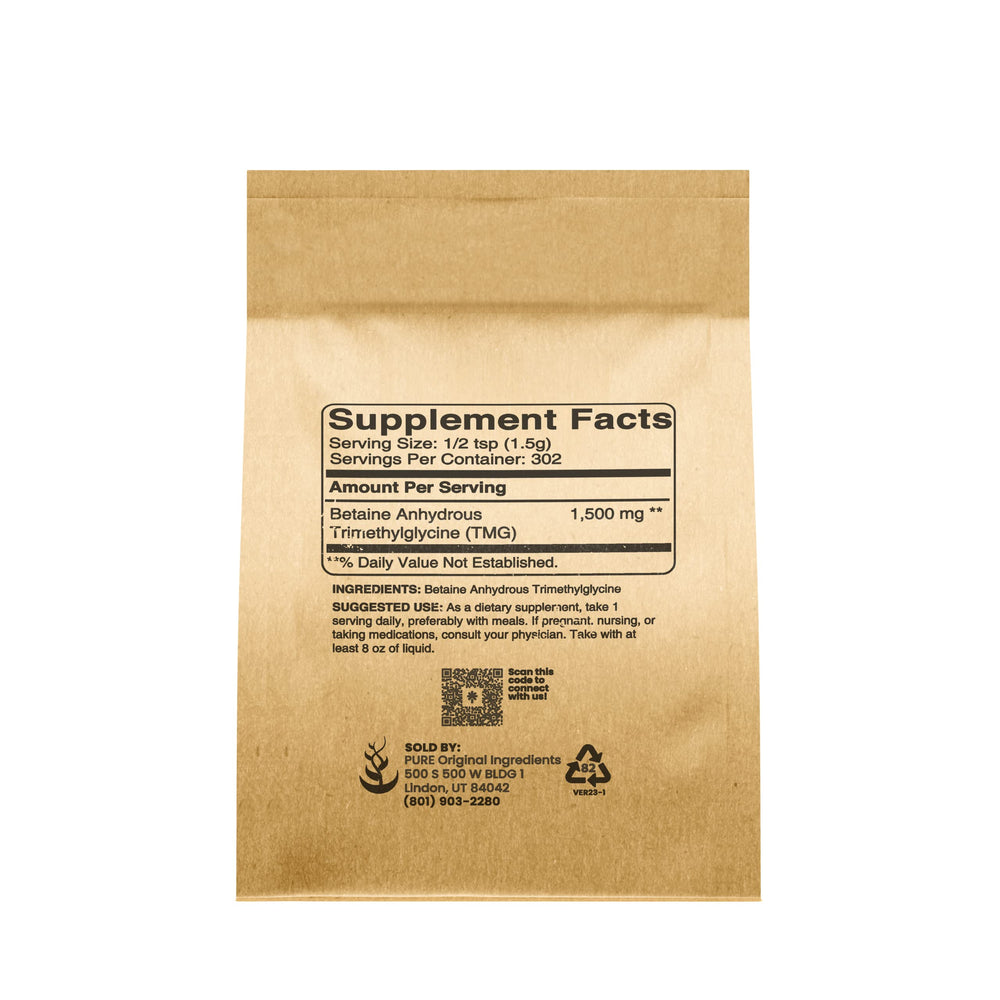 Close-up of TMG powder showing single-ingredient formula