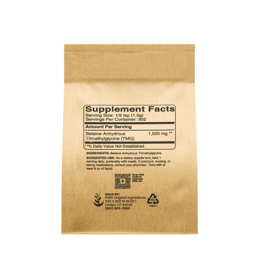 Close-up of TMG powder showing single-ingredient formula