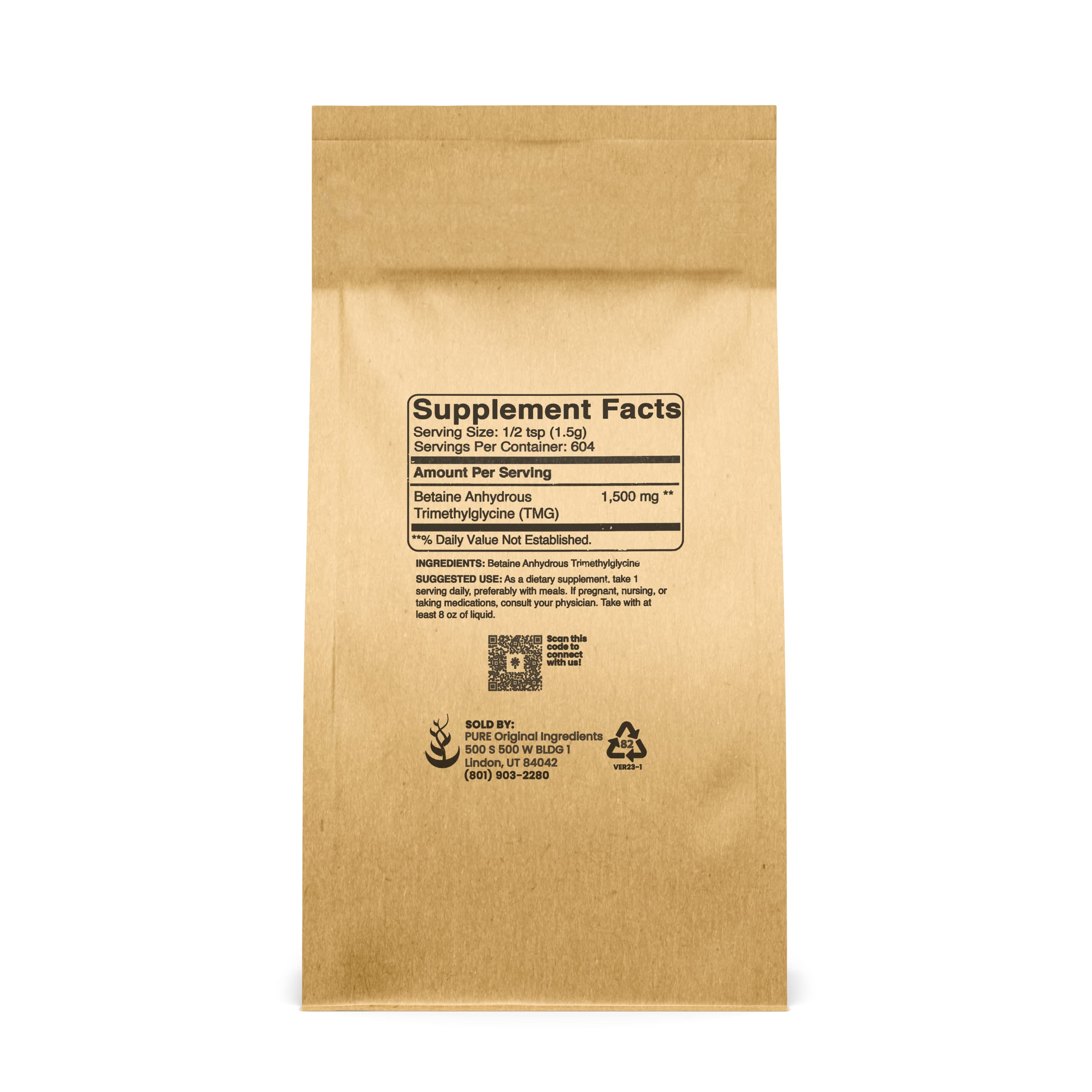 TMG powder, vegan and gluten-free, single-ingredient supplement