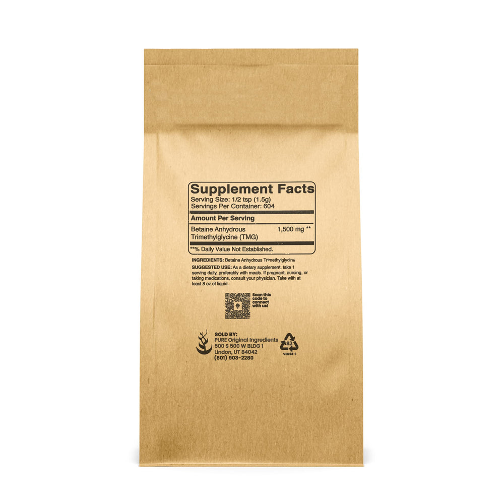 TMG powder, vegan and gluten-free, single-ingredient supplement