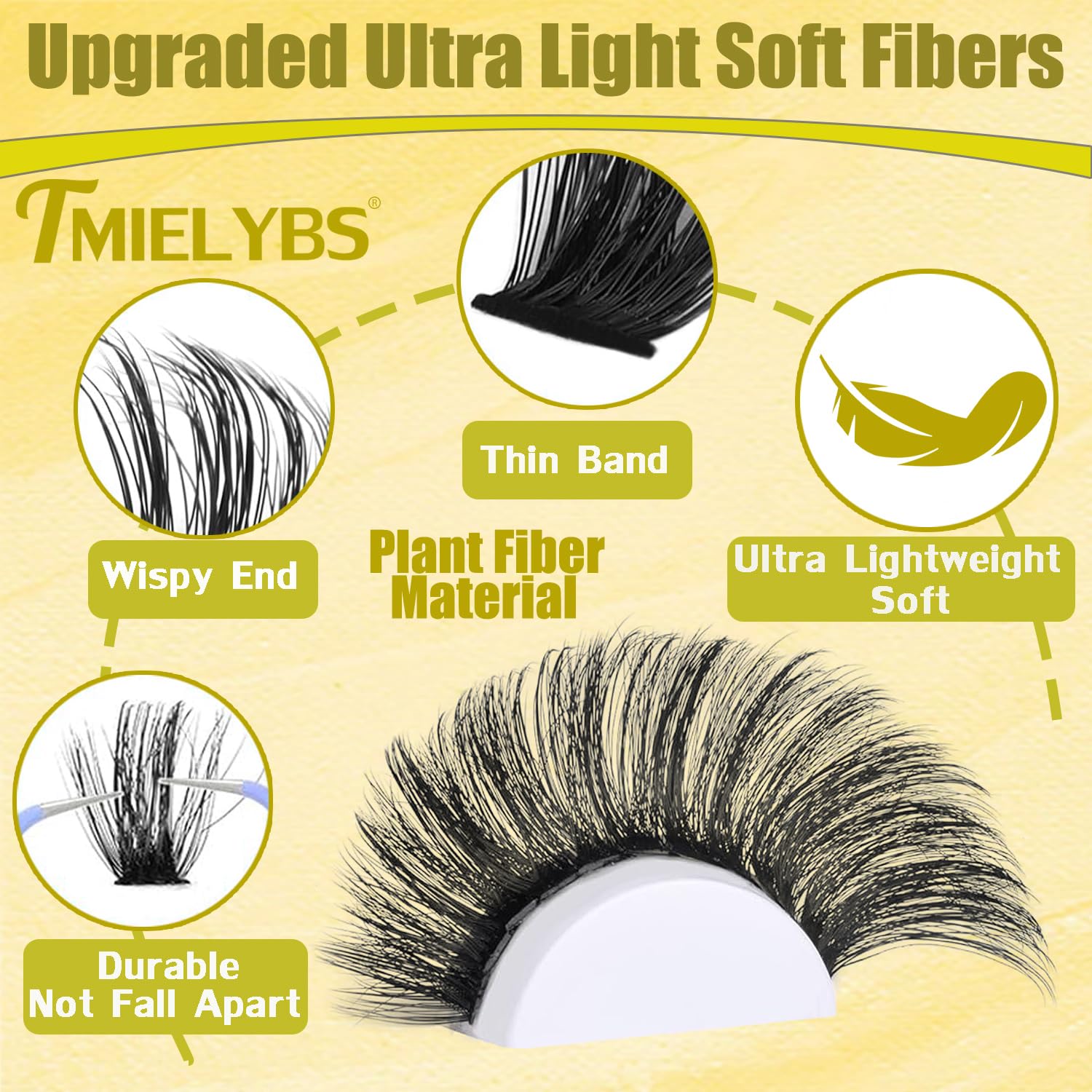 TMIELYBS 14-20mm volume lash clusters for a DIY wispy look.