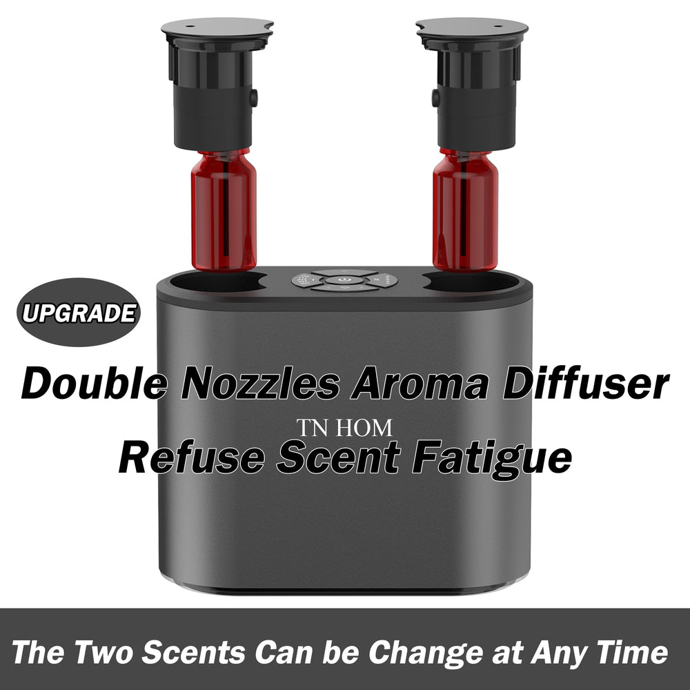 TN HOM dual nozzles diffuser with two bottles enables easy scent switching.