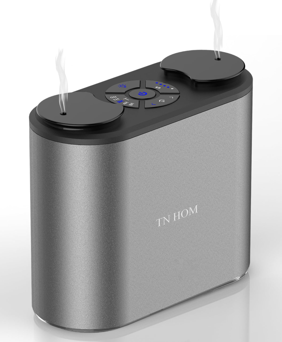 TN HOM waterless diffuser gray front view for portable scent at home, car, or hotel.
