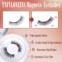 TNFVLONEINS magnetic lashes close-up highlight lightweight, comfortable all-day wear.