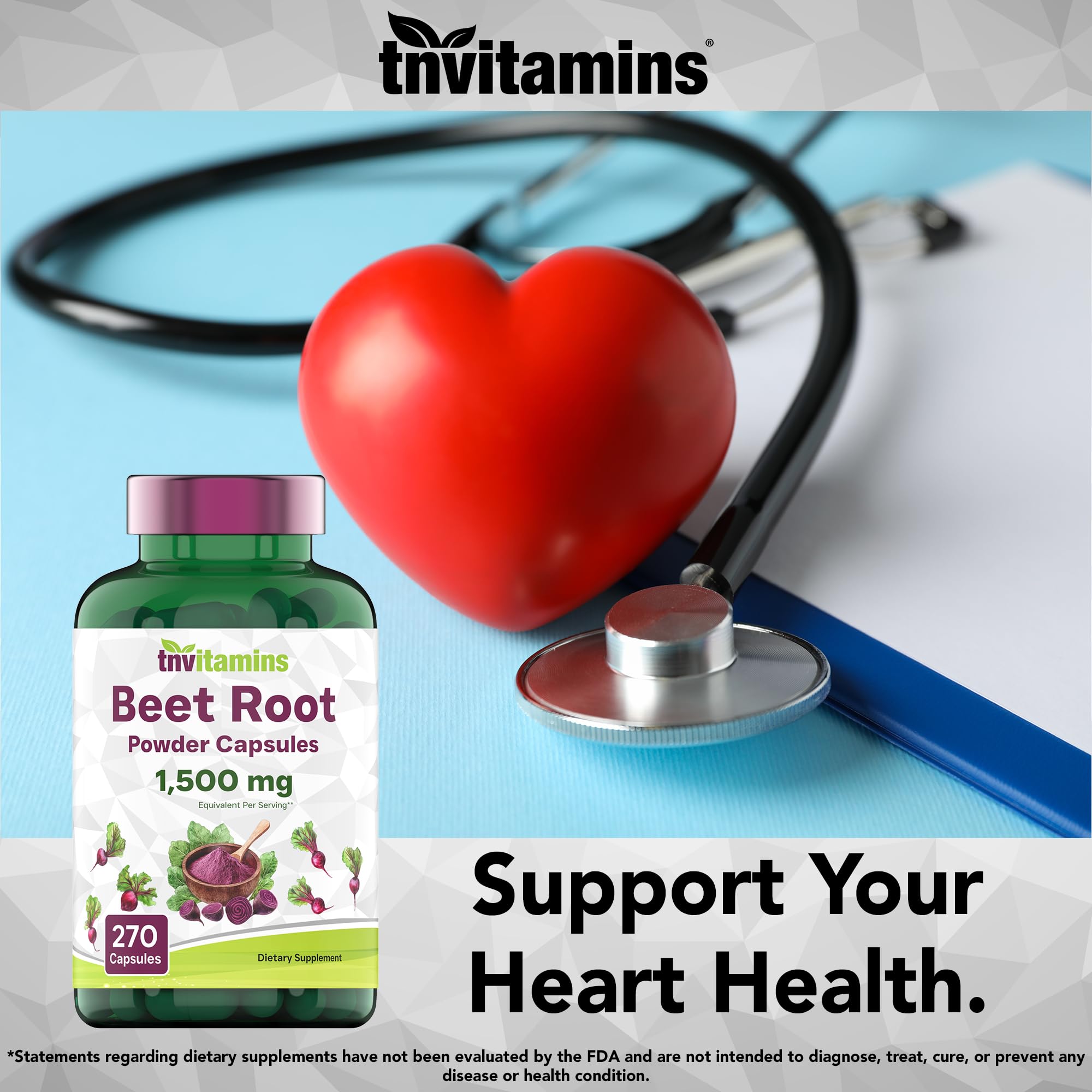 Non-GMO and gluten-free certification for TNVitamins Beet Root Capsules.