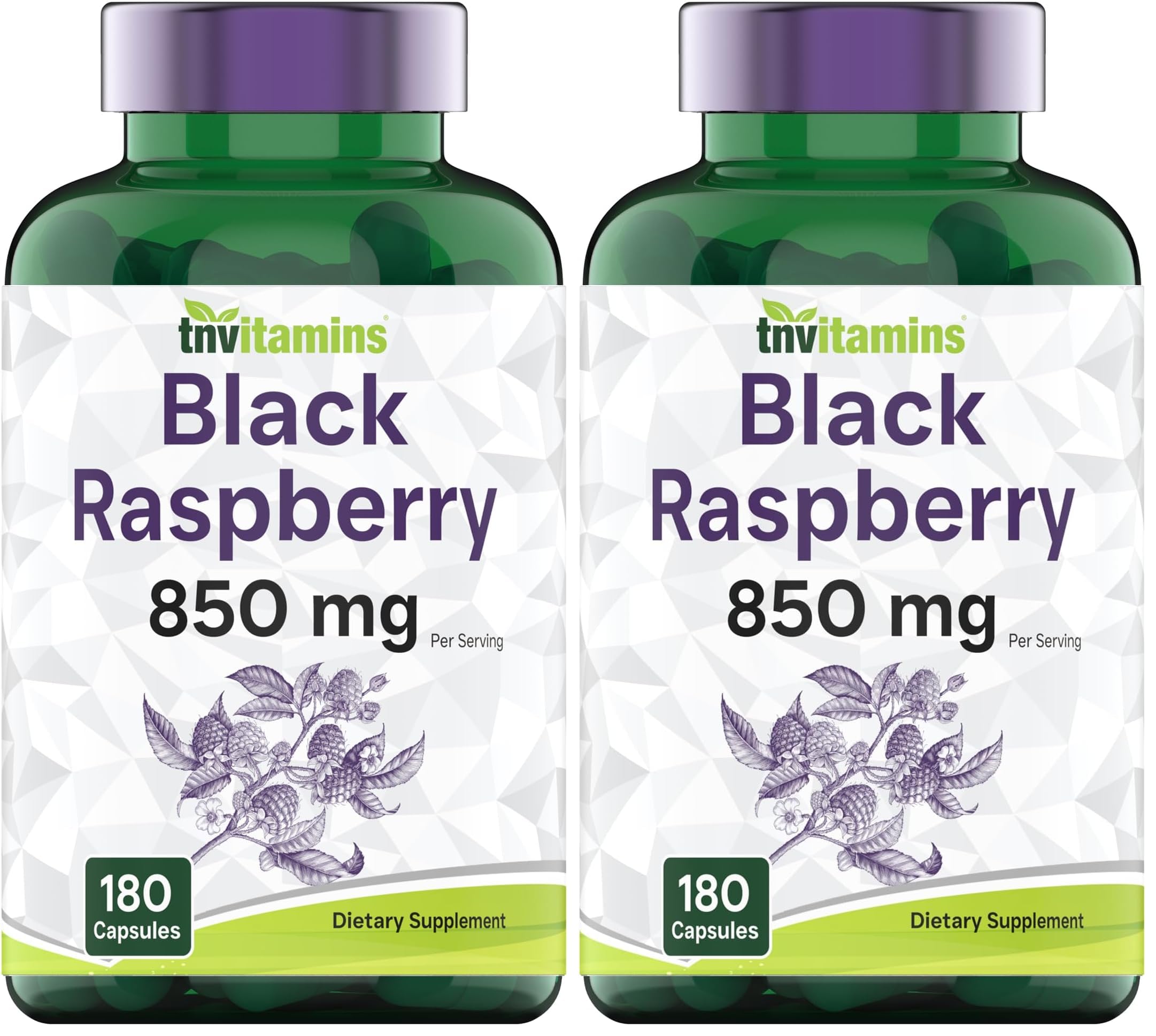 TNVitamins Black Raspberry Capsules bottle front view - 850mg per serving