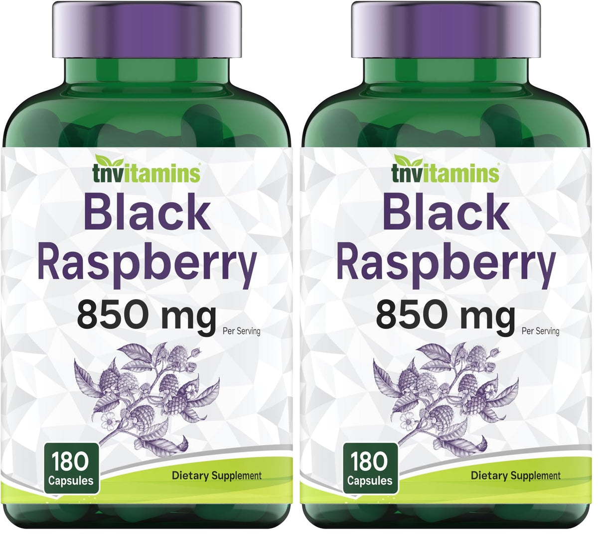 TNVitamins Black Raspberry Capsules bottle front view - 850mg per serving