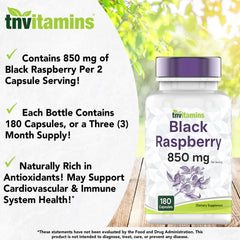 TNVitamins Raspberry Capsules bottle label detail