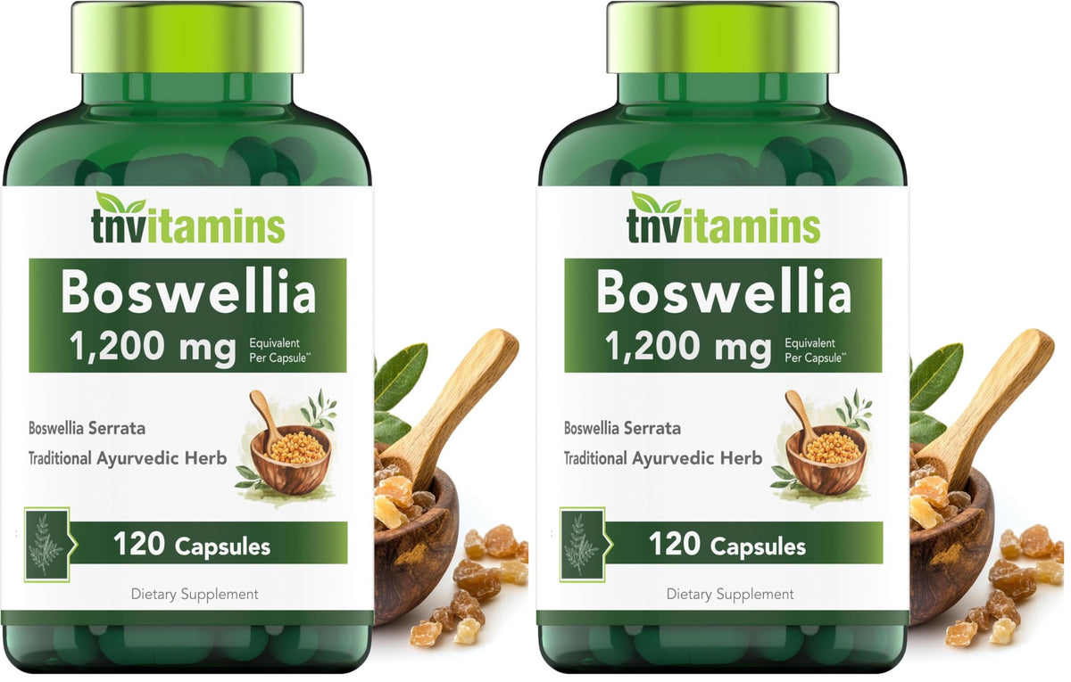 Boswellia Serrata capsules bottle front view – 1200 mg pack of 2