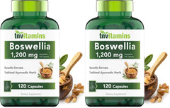 Boswellia Serrata capsules bottle front view – 1200 mg pack of 2