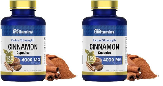 TNVitamins Cinnamon Capsules 4000 mg per capsule – 180 capsules per bottle (Pack of 2)