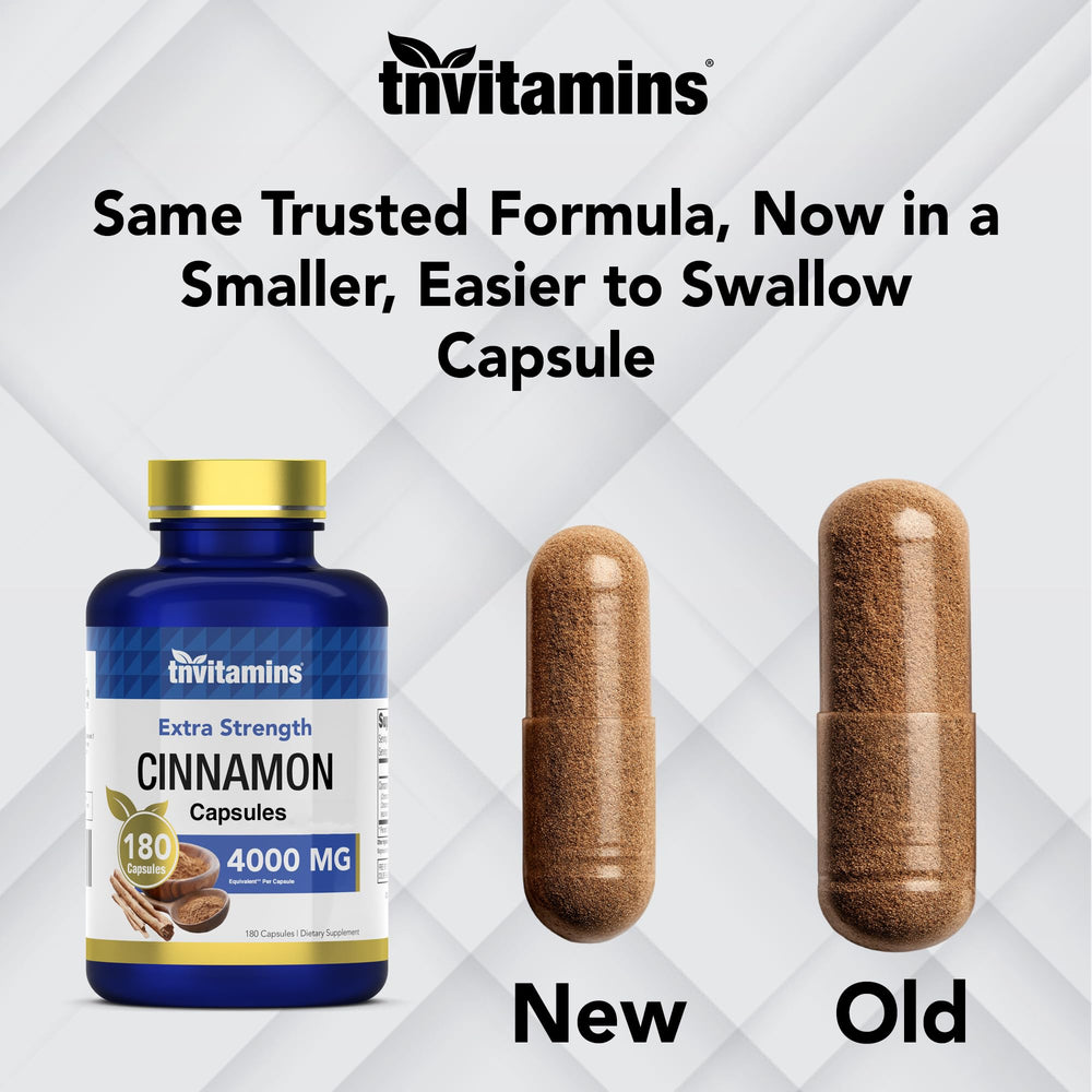 Pack of 2 TNVitamins Cinnamon Capsules bottles (180 capsules each)
