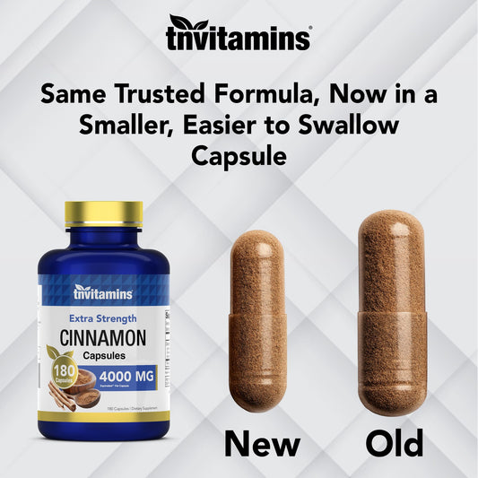 Pack of 2 TNVitamins Cinnamon Capsules bottles (180 capsules each)
