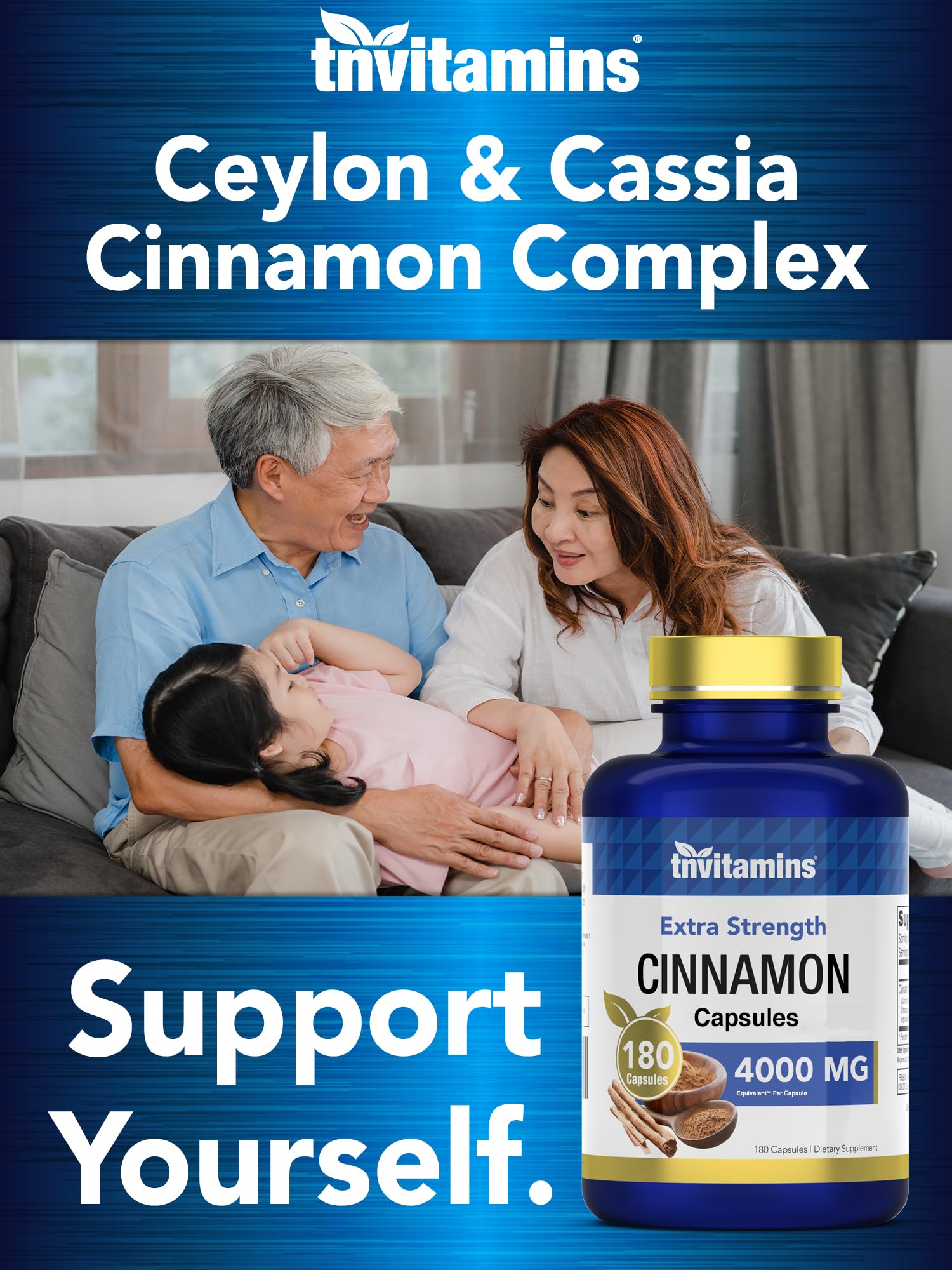 USA-made packaging for TNVitamins Cinnamon Capsules