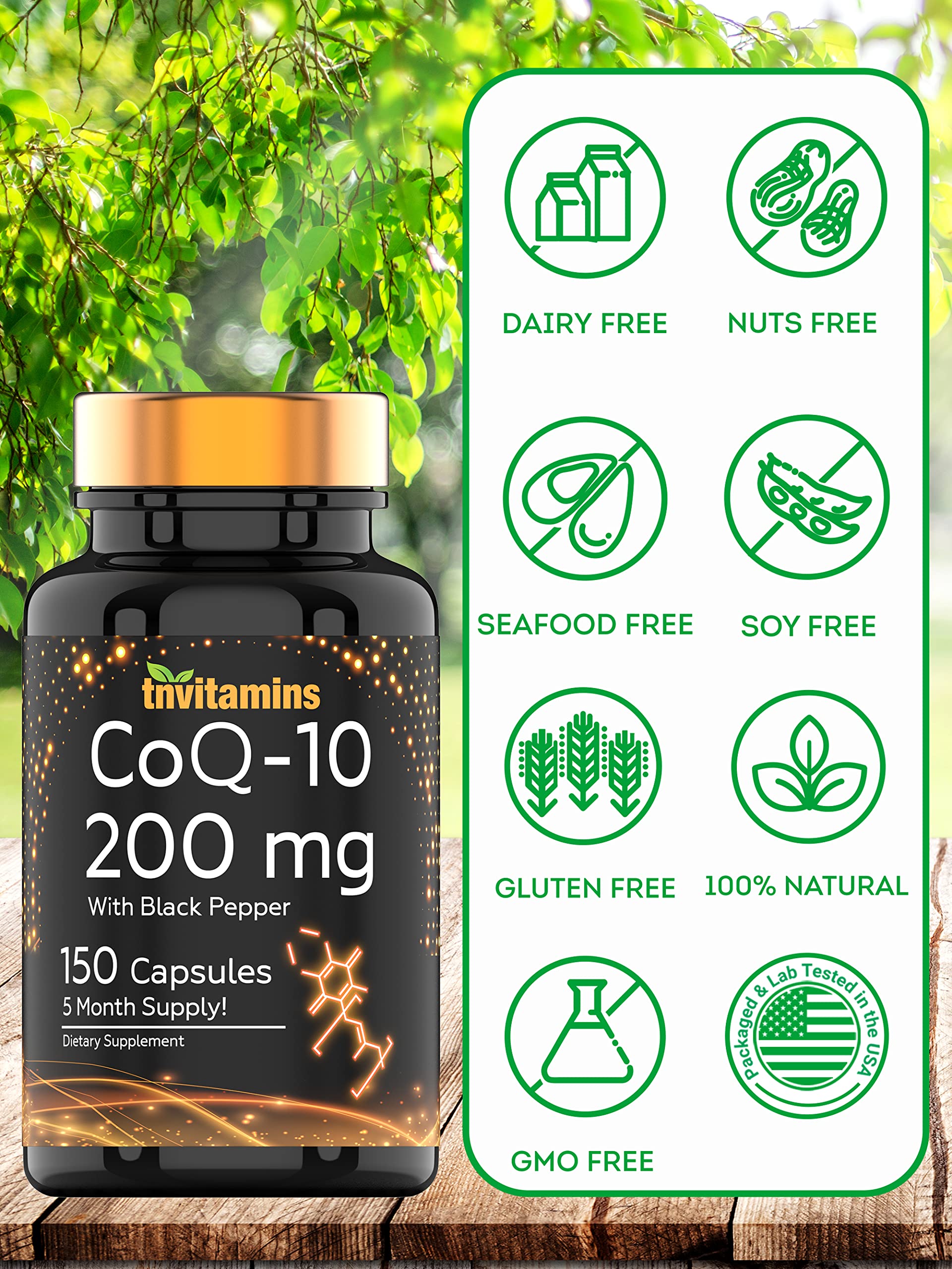 Non-GMO USA-made label and allergen-free icons