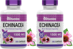 TNVitamins Echinacea capsules bottle showing 180 capsules, 1500 mg per serving, USA-made