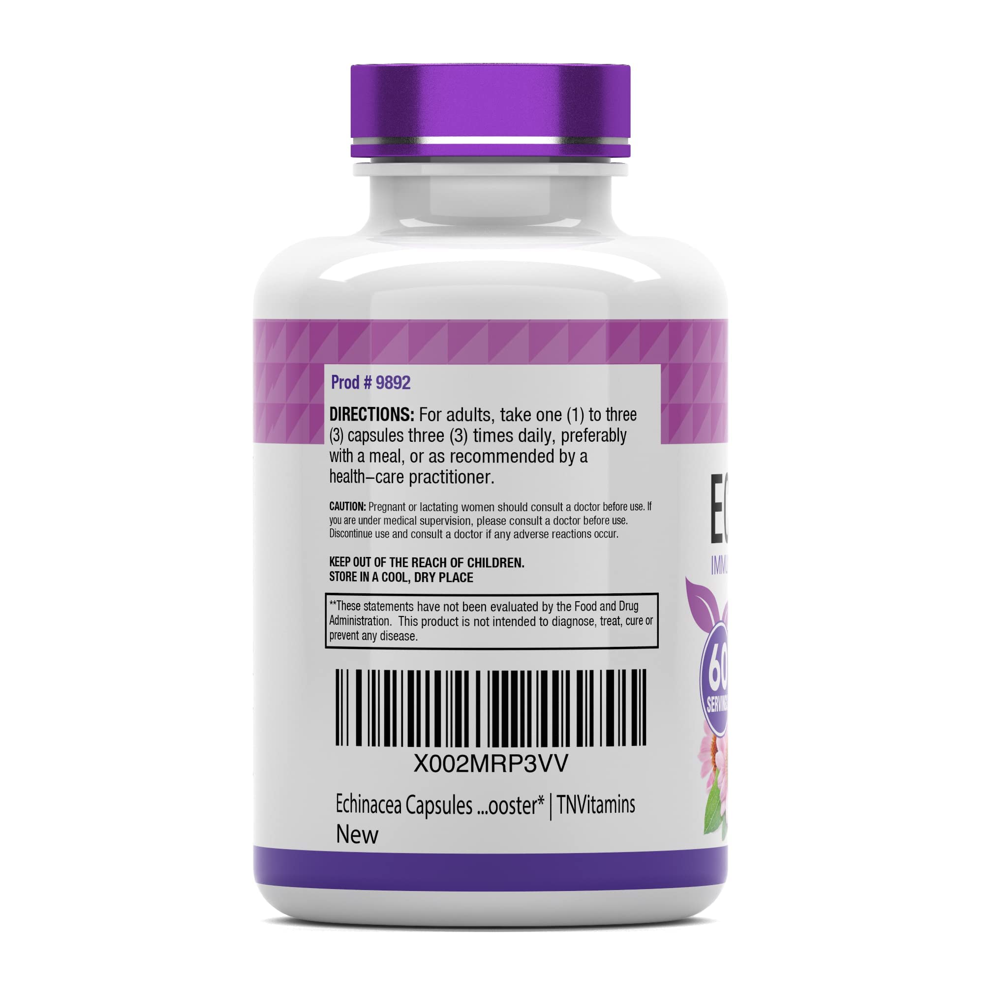 Product packaging displaying TNVitamins Echinacea in USA packaging