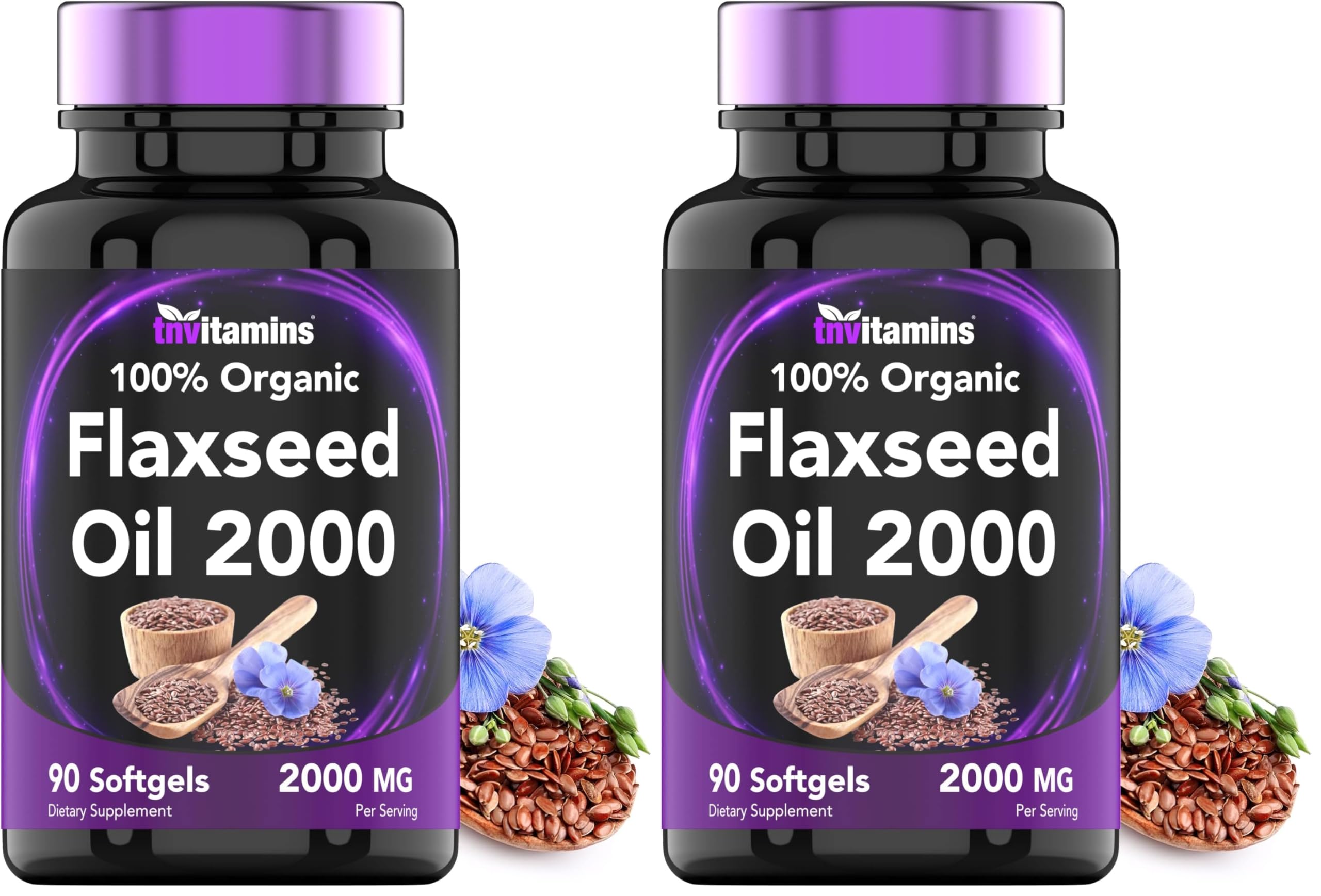 Hero image of tnvitamins Organic Flaxseed Oil Softgels: 2000 mg per serving, 90 softgels, pack of 2