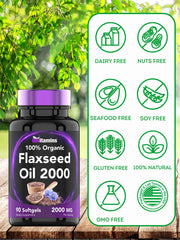 Graphic emphasizing Omega-3 fatty acids from flaxseed oil